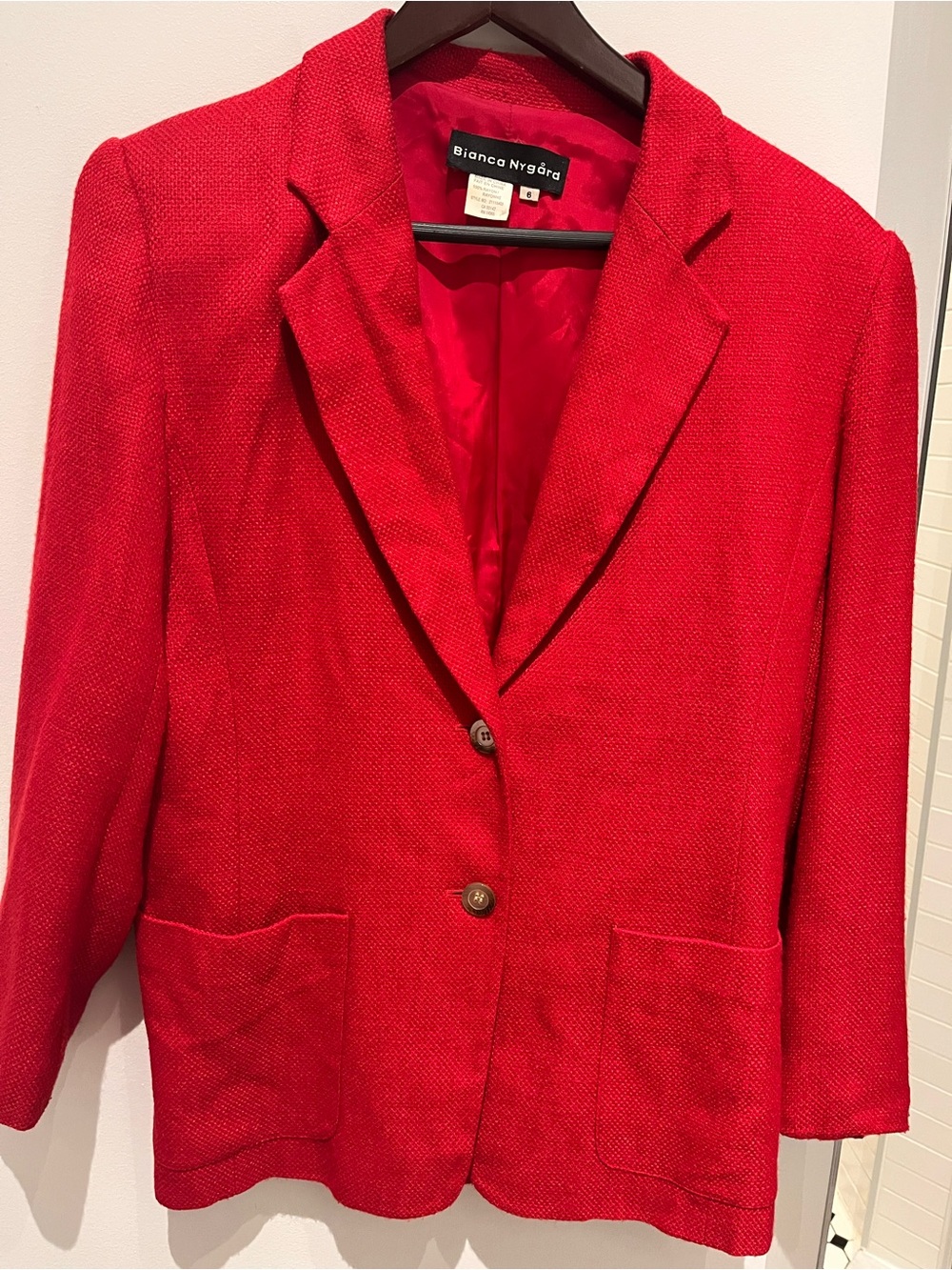 Vintage 80s Bianca Nygard Red blazer size 6